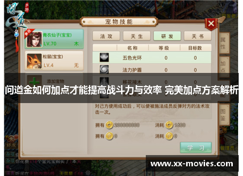 问道金如何加点才能提高战斗力与效率 完美加点方案解析